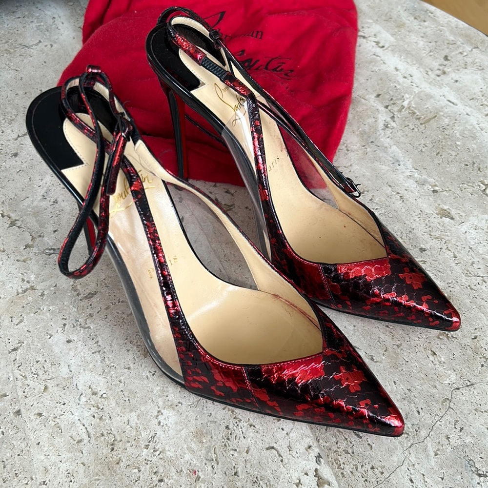 Christian Louboutin snakeskin metallic stiletto heels